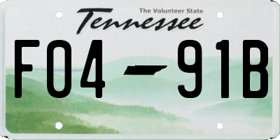 TN license plate F0491B