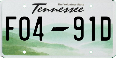 TN license plate F0491D