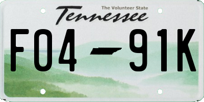 TN license plate F0491K
