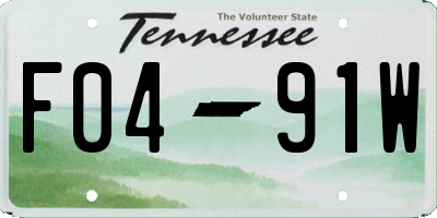 TN license plate F0491W