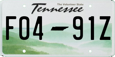 TN license plate F0491Z