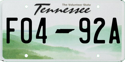 TN license plate F0492A