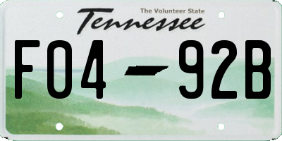 TN license plate F0492B