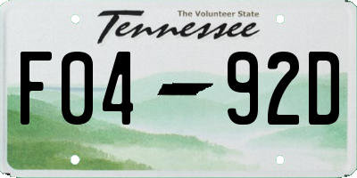 TN license plate F0492D