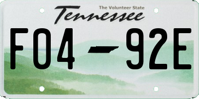 TN license plate F0492E
