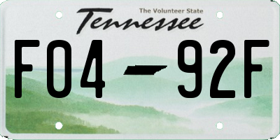 TN license plate F0492F