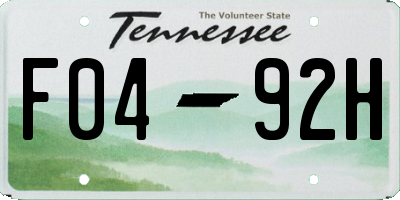TN license plate F0492H