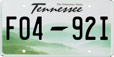 TN license plate F0492I