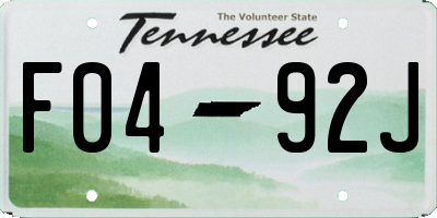 TN license plate F0492J