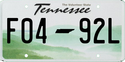TN license plate F0492L