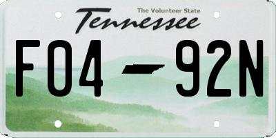 TN license plate F0492N