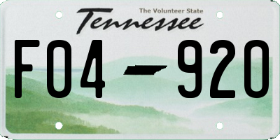 TN license plate F0492O