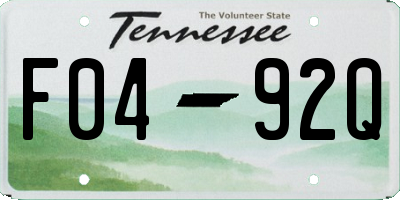 TN license plate F0492Q