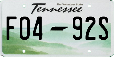 TN license plate F0492S