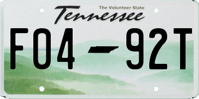 TN license plate F0492T