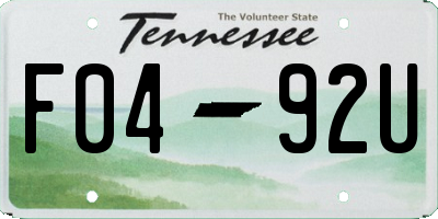 TN license plate F0492U
