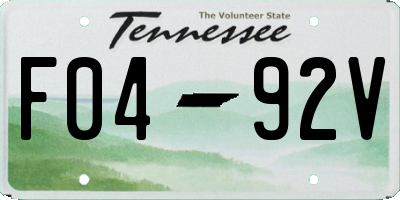 TN license plate F0492V