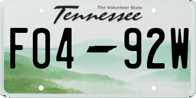 TN license plate F0492W