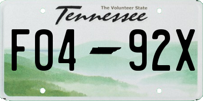 TN license plate F0492X