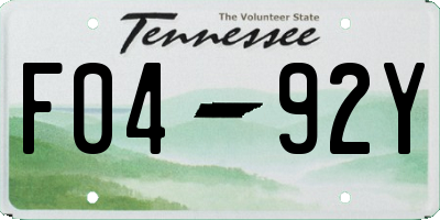 TN license plate F0492Y