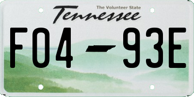 TN license plate F0493E
