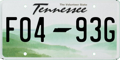 TN license plate F0493G