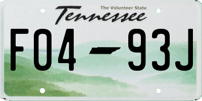 TN license plate F0493J