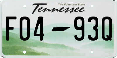 TN license plate F0493Q