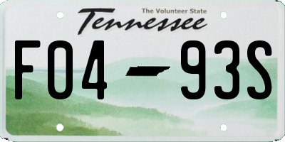 TN license plate F0493S