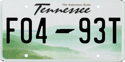 TN license plate F0493T