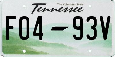 TN license plate F0493V