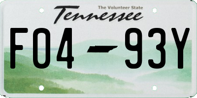 TN license plate F0493Y