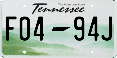 TN license plate F0494J