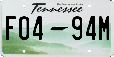 TN license plate F0494M