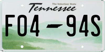TN license plate F0494S