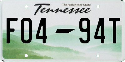 TN license plate F0494T