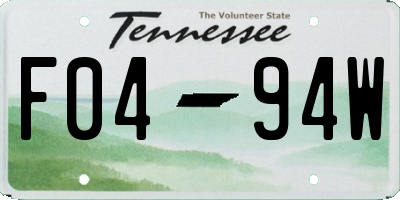 TN license plate F0494W