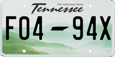 TN license plate F0494X