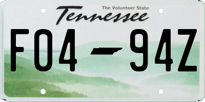 TN license plate F0494Z