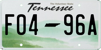 TN license plate F0496A