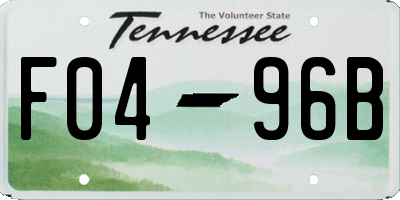 TN license plate F0496B