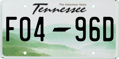 TN license plate F0496D