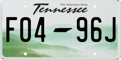 TN license plate F0496J