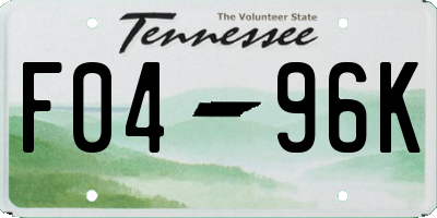 TN license plate F0496K
