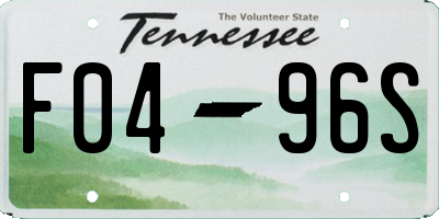 TN license plate F0496S