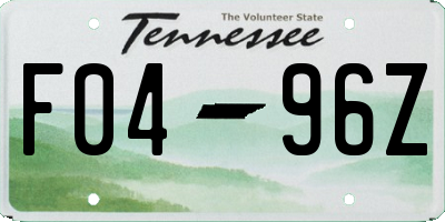 TN license plate F0496Z