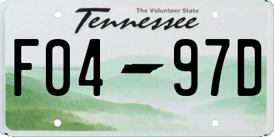 TN license plate F0497D