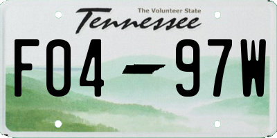 TN license plate F0497W
