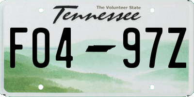 TN license plate F0497Z