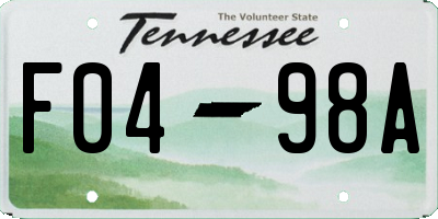 TN license plate F0498A